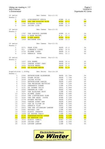 Uitslag van meeting nr. 117 Pagina 1 AAS-Criterium 12/05/2013 's ...