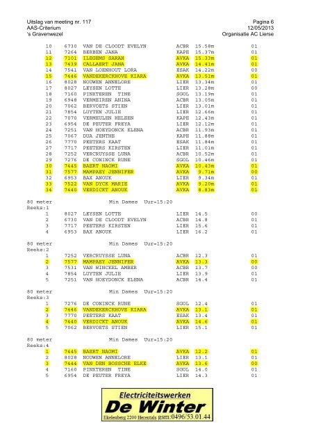 Uitslag van meeting nr. 117 Pagina 1 AAS-Criterium 12/05/2013 's ...