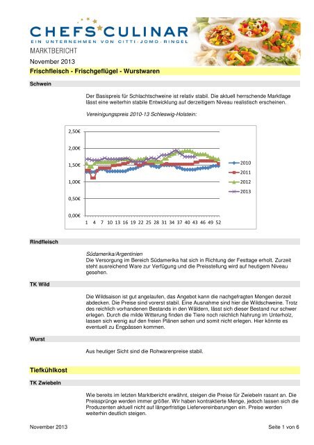 CHEFS CULINAR Marktbericht Grosshandel November 2013