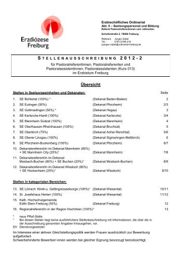 s tellenausschreibung 2012-2 - Erzbischöfliches Ordinariat Freiburg