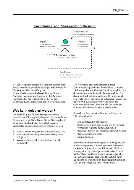 Delegieren - Juergen Kramer, International Consulting