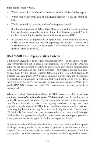 WSIB - Ontario Nurses' Association