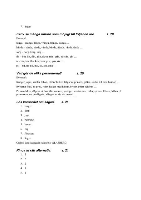 FACIT TILL SAGOR â SVENSKA FOLKSAGOR De tre ...