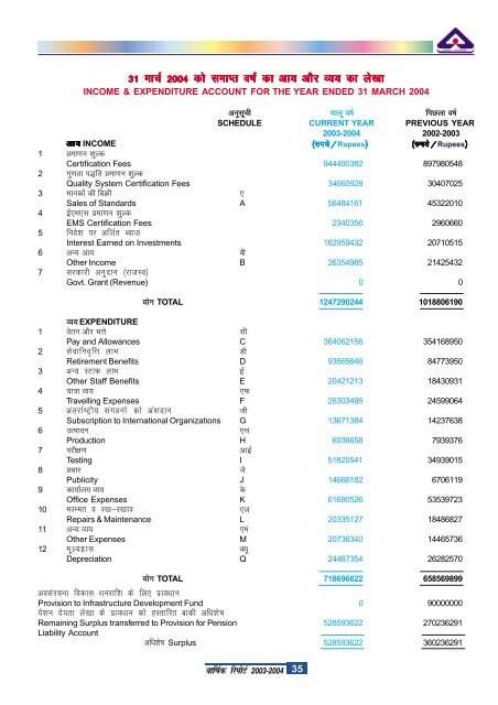 BIS Annual Report 2003-2004