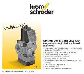 Governor with solenoid valve VAD / Air/gas ratio control ... - valVario