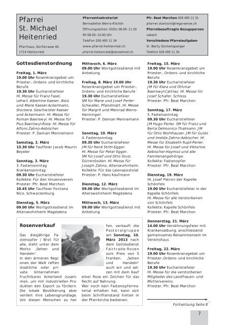 Pfarrblatt Nr. 3 - Pfarrei Heitenried