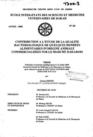 Contribution Ã  l'Ã©tude de la qualitÃ© bactÃ©riologique de ... - BEEP