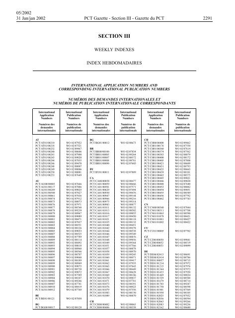 PCT/2002/5 : PCT Gazette, Weekly Issue No. 5, 2002 - WIPO