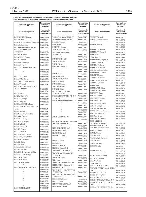 PCT/2002/5 : PCT Gazette, Weekly Issue No. 5, 2002 - WIPO