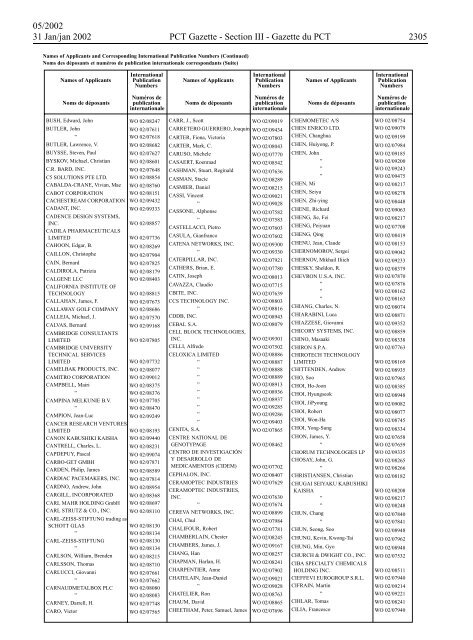 PCT/2002/5 : PCT Gazette, Weekly Issue No. 5, 2002 - WIPO