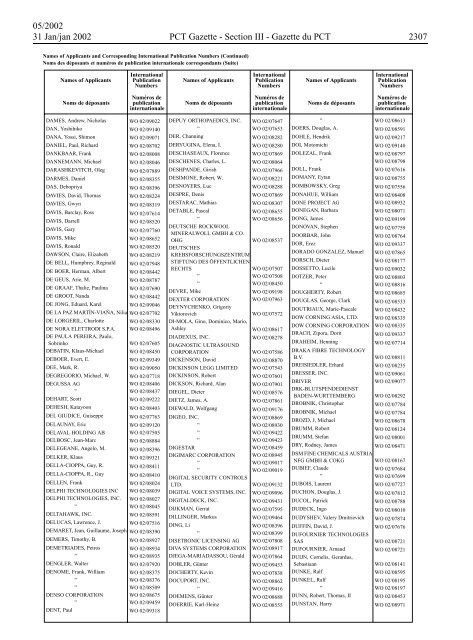 PCT/2002/5 : PCT Gazette, Weekly Issue No. 5, 2002 - WIPO