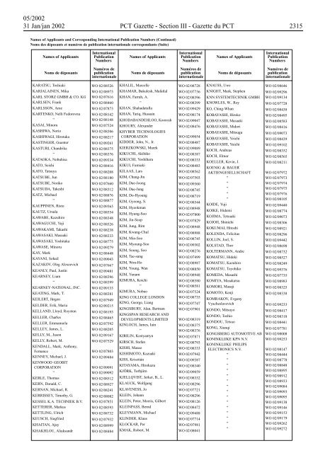 PCT/2002/5 : PCT Gazette, Weekly Issue No. 5, 2002 - WIPO