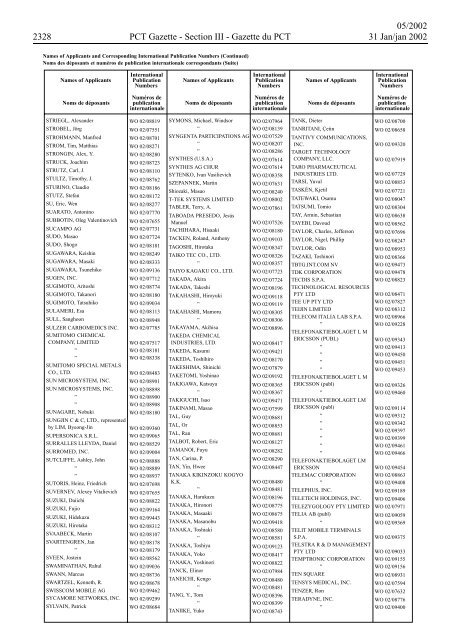 PCT/2002/5 : PCT Gazette, Weekly Issue No. 5, 2002 - WIPO