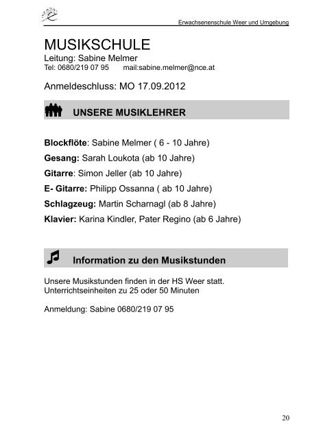 Kurse der Musikschule - Tibs.at