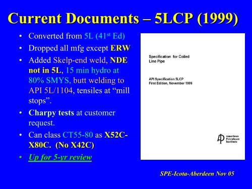 API Standards for Coiled Tubulars