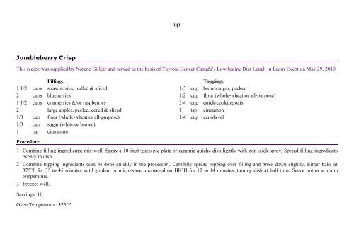 Low Iodine Diet Recipes - Thyroid Cancer Canada