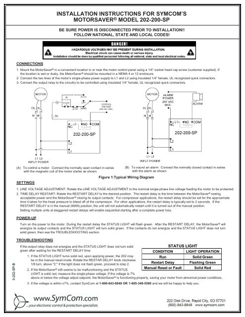 installation instructions for symcom's motorsaverÂ® model 202-200-sp