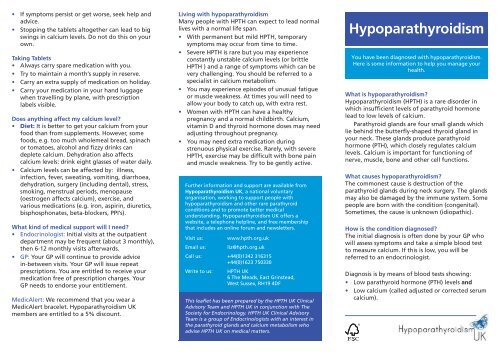 Hypoparathyroidism leaflet 18_08_10 - Hypoparathyroidism UK