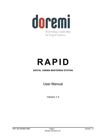 Rapid User Guide - Doremi Labs