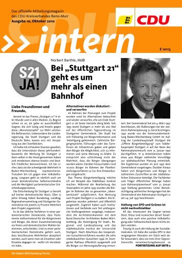 Ausgabe Oktober 2010 - CDU-Gemeindeverband Schwaikheim