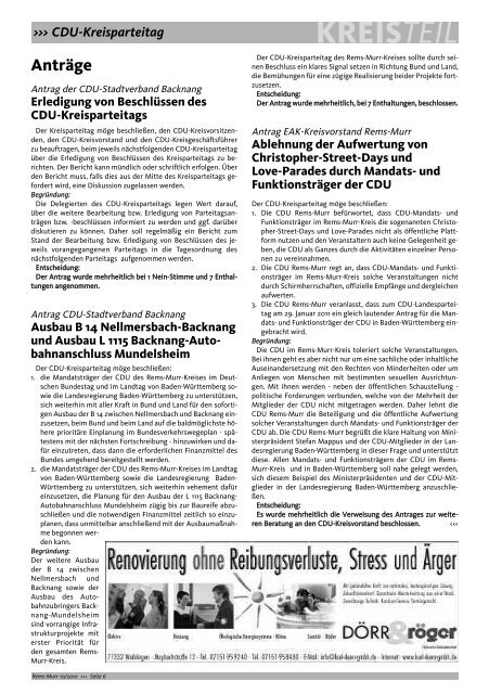 Ausgabe Oktober 2010 - CDU-Gemeindeverband Schwaikheim