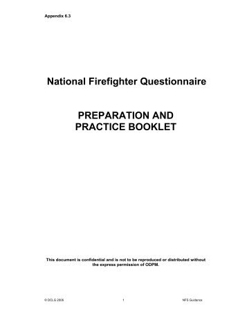 National Firefighter Questionnaire PREPARATION AND PRACTICE ...