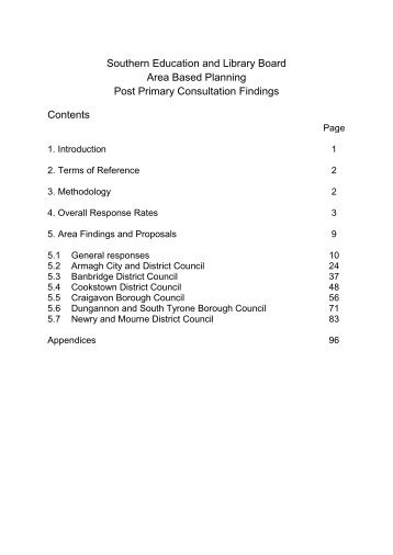 SELB Post Primary Area Plan Consultation Report - Southern ...