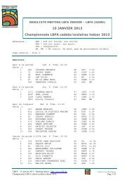 19 JANVIER 2013 Championnats LBFA cadets/scolaires indoor 2013