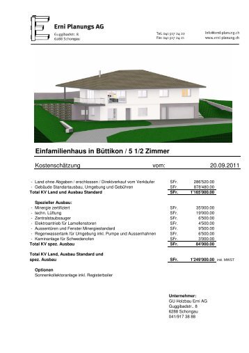 Einfamilienhaus in Büttikon / 5 1/2 Zimmer - Holzbau Erni AG