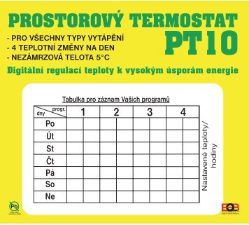 prostorovÃ½ termostat pt10 - Unishop.cz