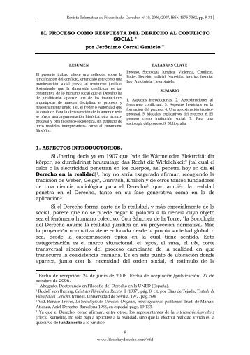 el proceso como respuesta del derecho al conflicto social - Revista ...