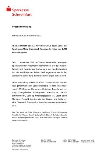 Thomas Donath seit 12. November 2012 neuer Leiter der ...