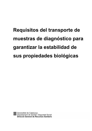 Requisitos del transporte de muestras de diagnÃ³stico para ...