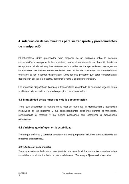 Requisitos del transporte de muestras de diagnÃ³stico para ...