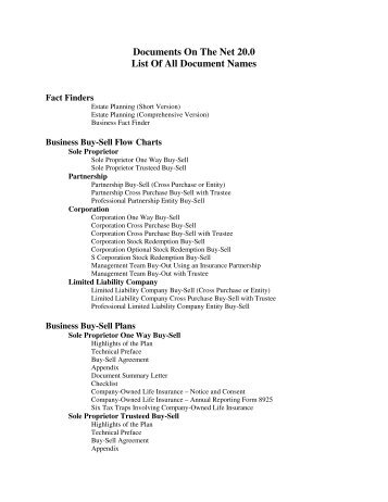 Documents On The Net 20.0 List Of All Document Names - InsMark