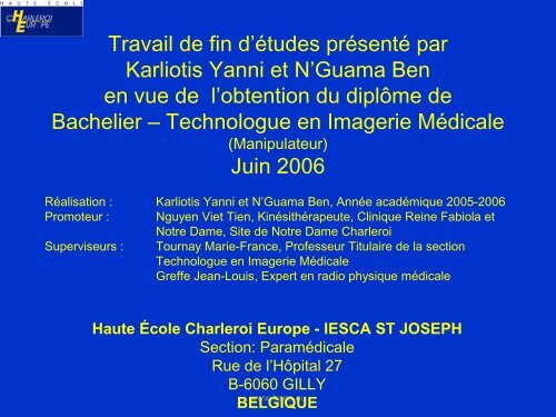 Travail de fin d'Ã©tudes prÃ©sentÃ© par Karliotis Yanni et N'Guama Ben ...