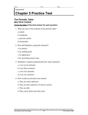 Chapter 5 Practice Test