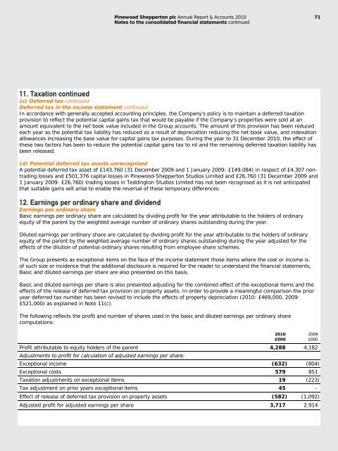 Pinewood Shepperton plc Annual Report ... - Pinewood Studios