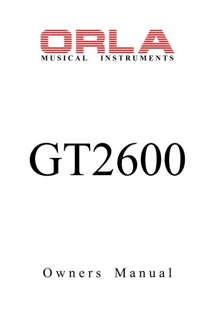 GT2600 Owners Manual - Orla