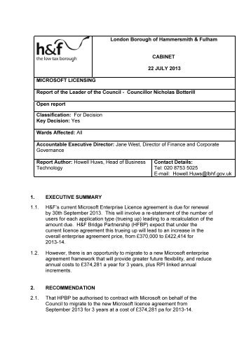 Microsoft Licensing PDF 74 KB - Hammersmith & Fulham