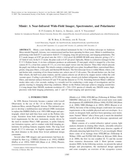 Mimir: A Near-Infrared Wide-Field Imager, Spectrometer, and ...