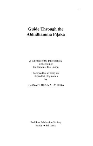 Guide through the Abhidhamma Pitaka - DhammaTalks.net