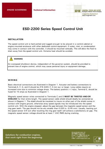 ESD-2200 Series Speed Control Unit