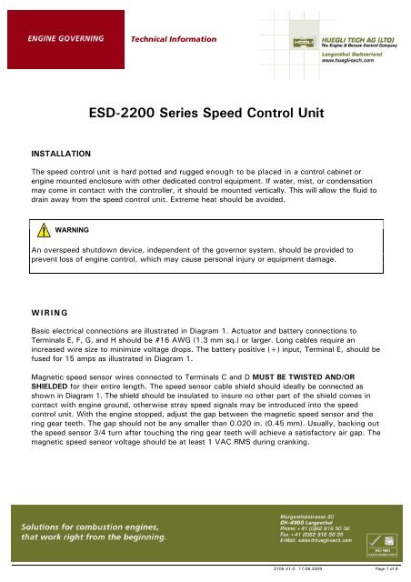 ESD-2200 Series Speed Control Unit