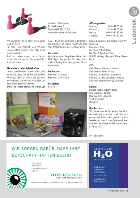 Ausgabe 01/2010 - Aspekte Steinhausen