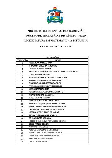 PRÓ-REITORIA DE ENSINO DE GRADUAÇÃO NÚCLEO ... - Ufersa