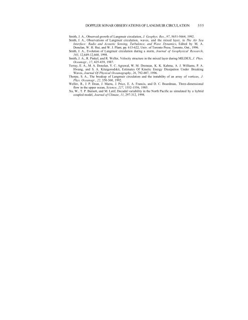 Doppler sonar observations of Langmuir circulation - Jerry Smith's ...