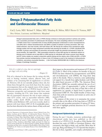 Omega-3 Polyunsaturated Fatty Acids and Cardiovascular Diseases