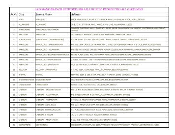 AXIX Bank Branch List (Prospectus Sale - 2008) - SCDL