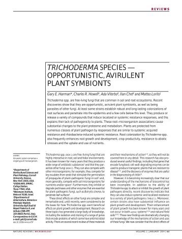 trichoderma species - Weizmann Institute of Science